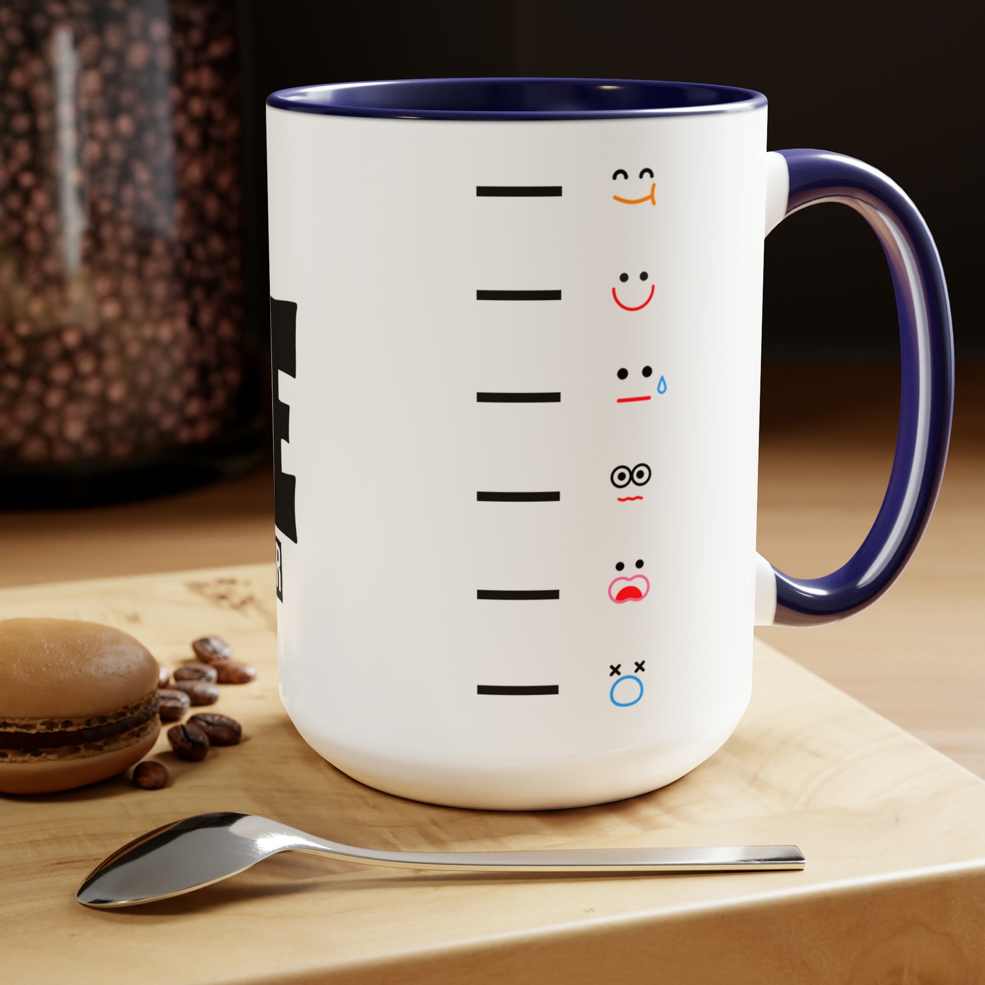 Mom's Coffee Sane-O-Meter, Two-Tone Coffee Mugs, 15oz