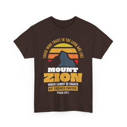 Image of Mount Zion Shirt with Setting Sun and Mountain