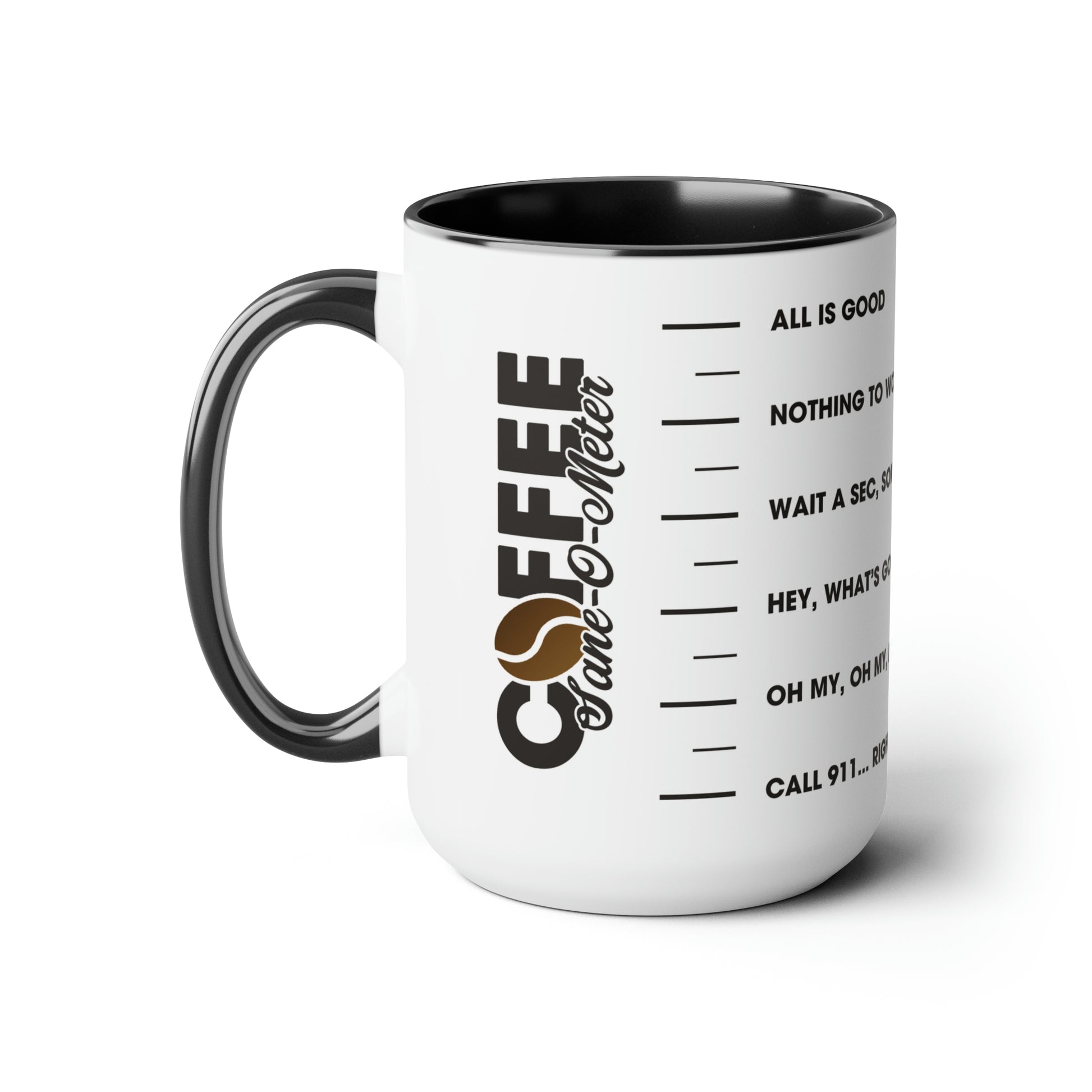 Coffee "Sane-O-Meter" Two-Tone Coffee Mug, 15oz