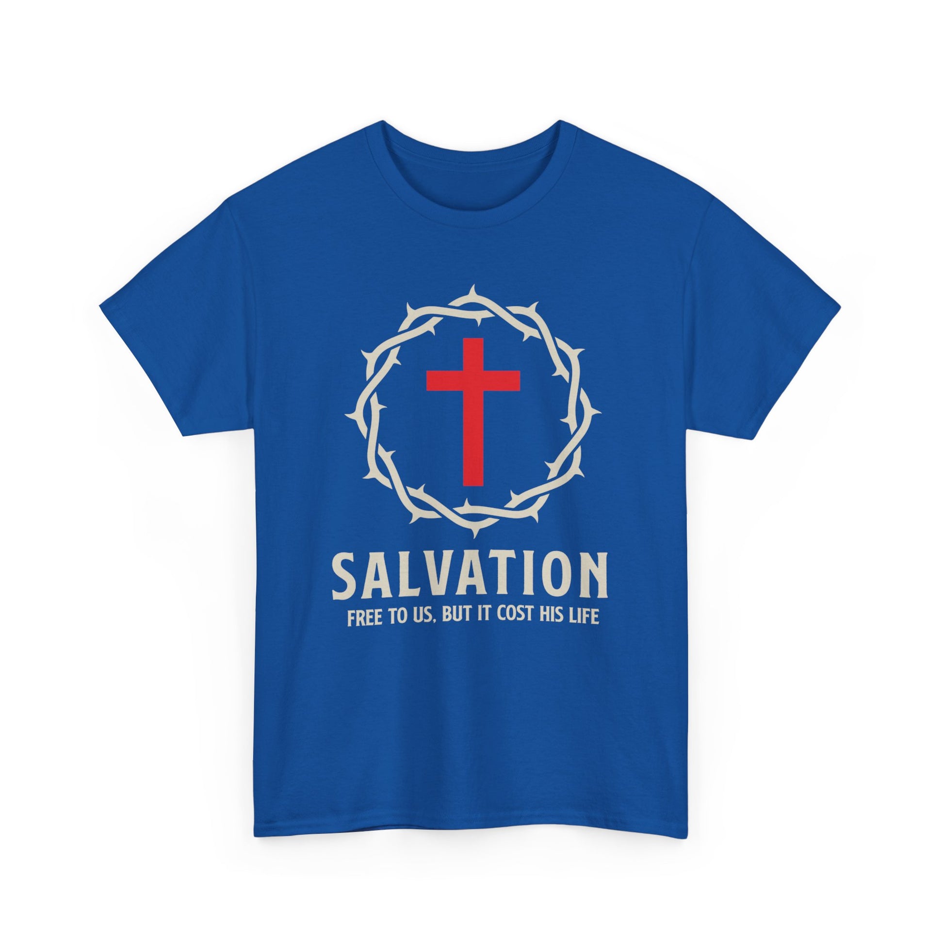 Salvation - Free Christian T-Shirt with Crown and Cross