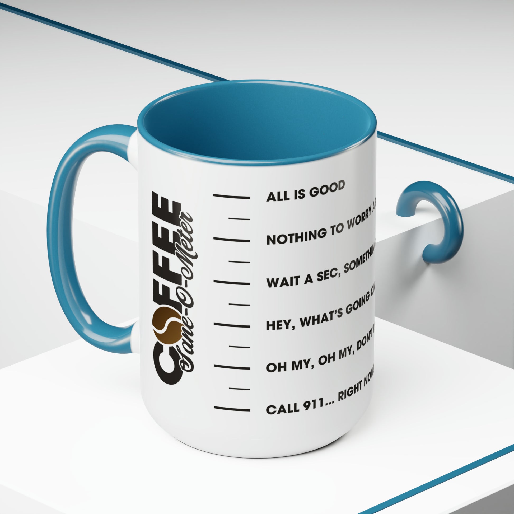 Coffee "Sane-O-Meter" Two-Tone Coffee Mug, 15oz