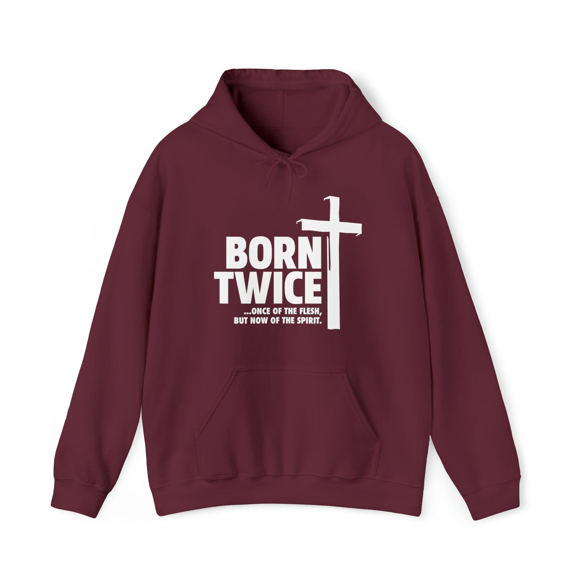 Born Twice Christian Hoodie with Cross, Twice Born, Born Again, New Creation - Joe Camilo Designs