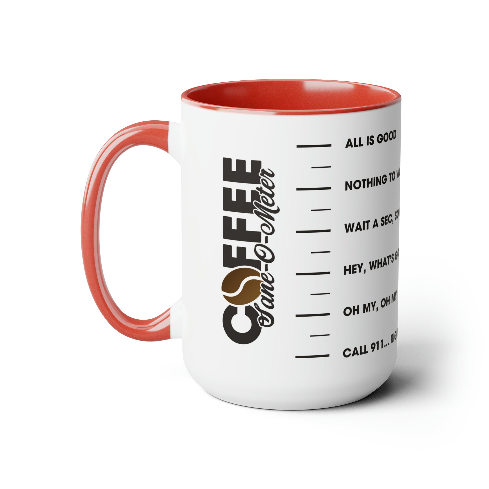 Coffee "Sane-O-Meter" Two-Tone Coffee Mug, 15oz