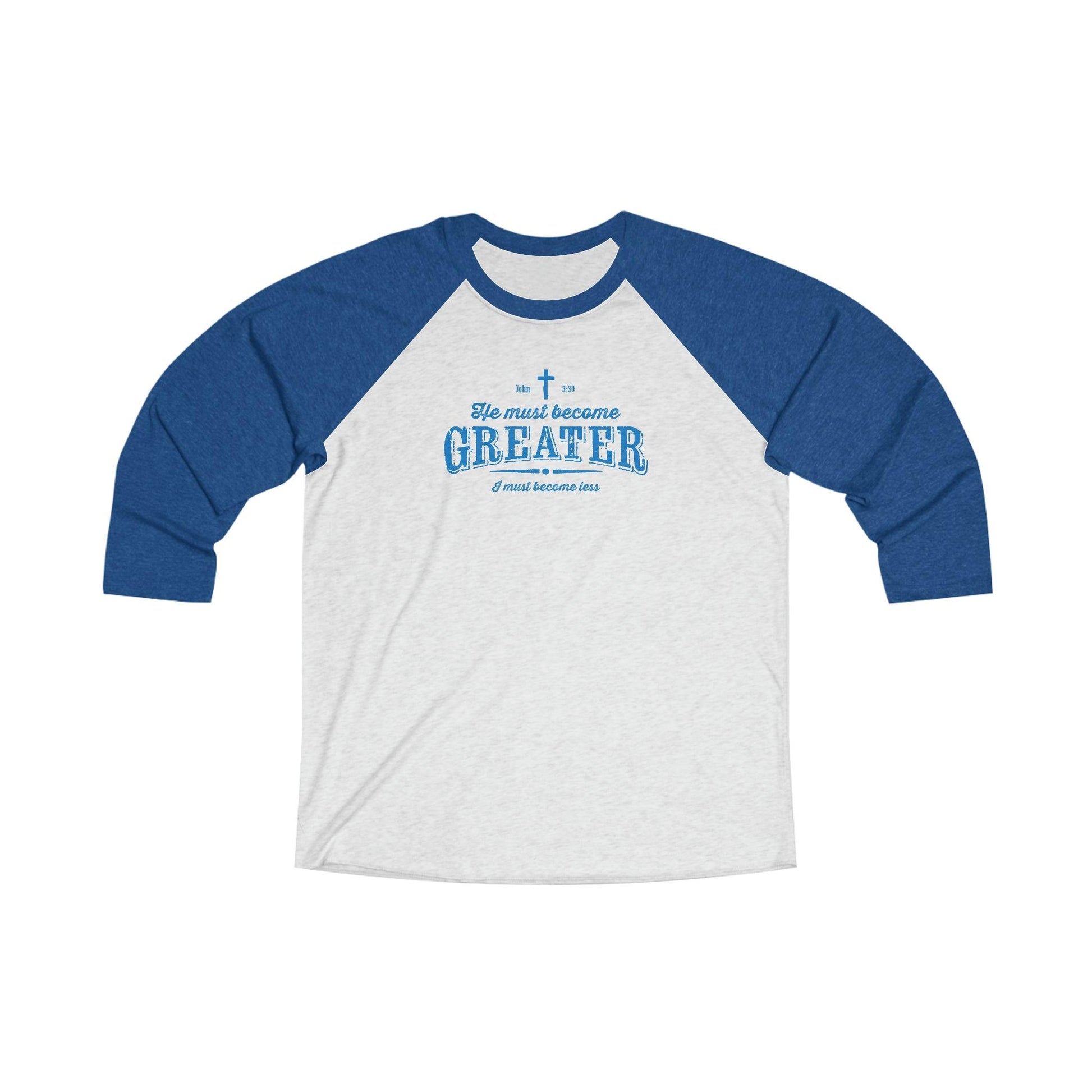 He Must Become Greater Raglan Christian Shirt - Joe Camilo Designs