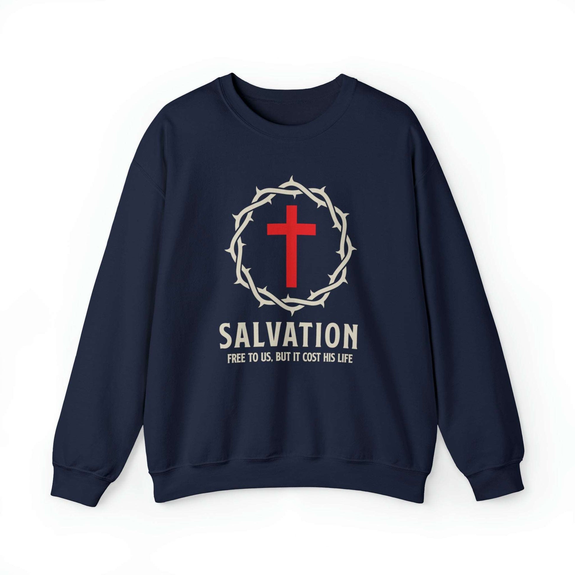 Salvation Christian Sweatshirt with Crown and Cross - Joe Camilo Designs