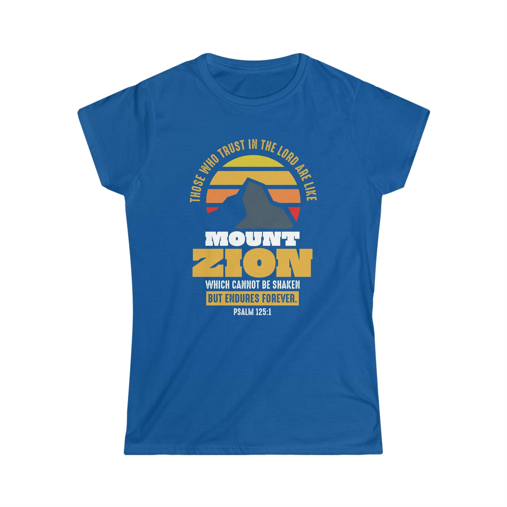 Mount Zion Christian Women Shirt with Mountain and Sun Gradient - Joe Camilo Designs