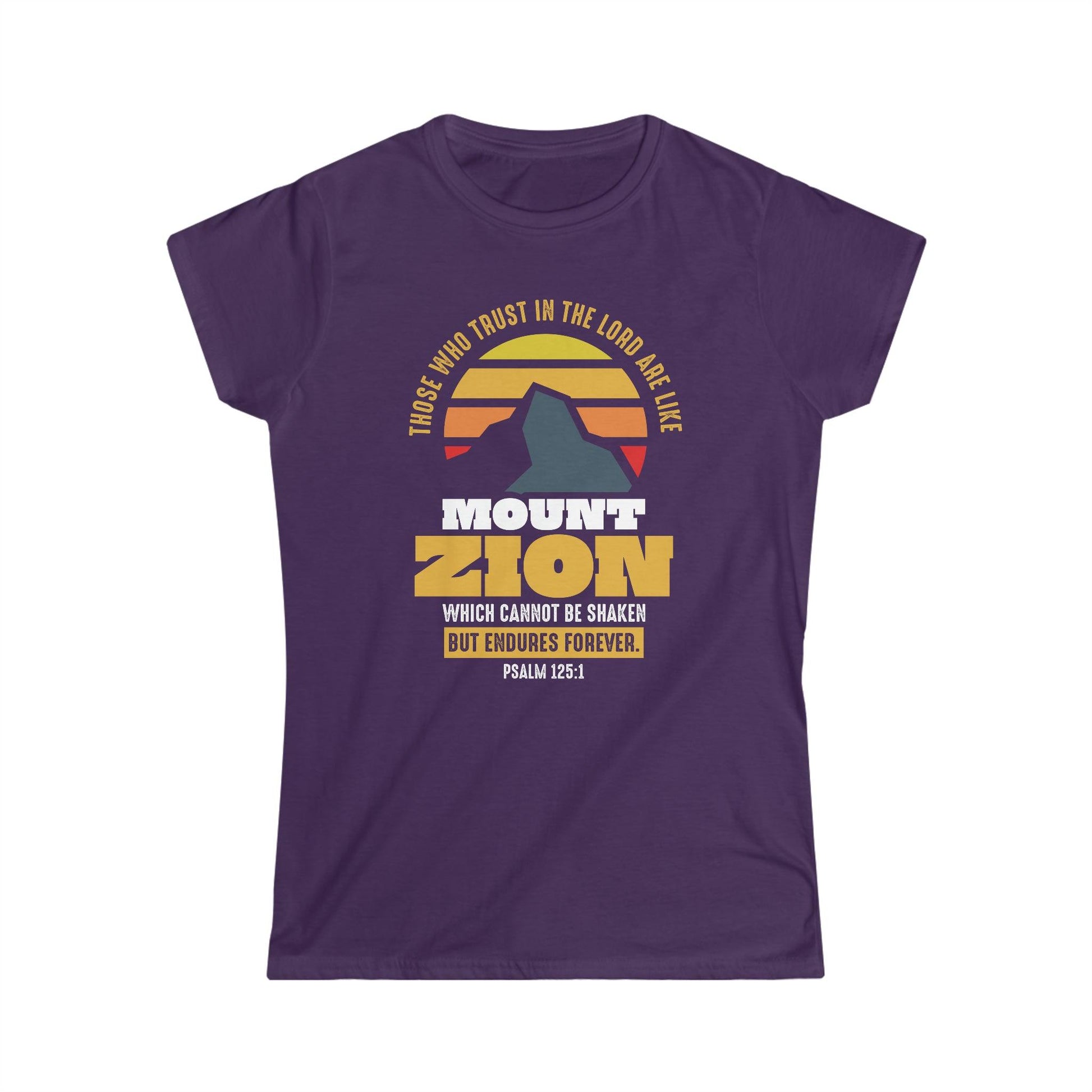 Mount Zion Christian Women Shirt with Mountain and Sun Gradient - Joe Camilo Designs