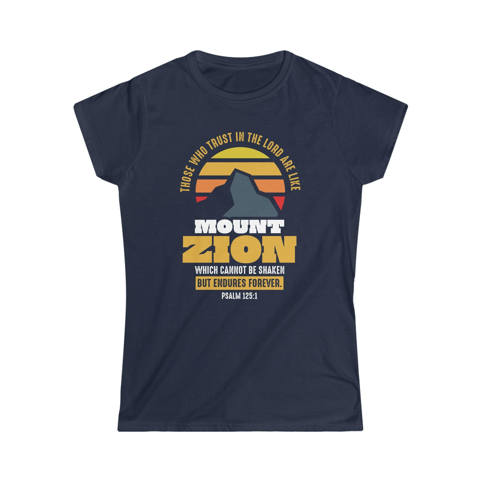 Mount Zion Christian Women Shirt with Mountain and Sun Gradient - Joe Camilo Designs