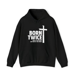 Image of Born Twice Christian Hoodie with Cross, Twice Born, Born Again, New Creation - Joe Camilo Designs