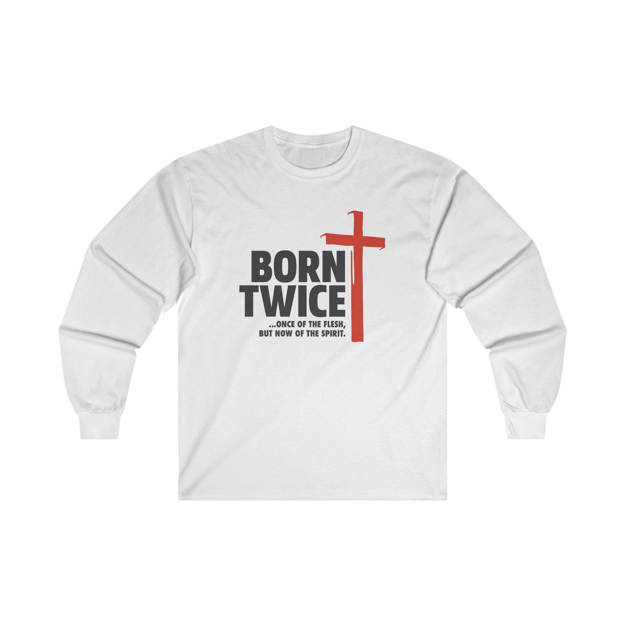 Born Twice Christian Long Sleeve T-Shirt with Cross - Joe Camilo Designs