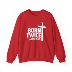 Image of Born Twice Christian Sweatshirt with Cross - Joe Camilo Designs