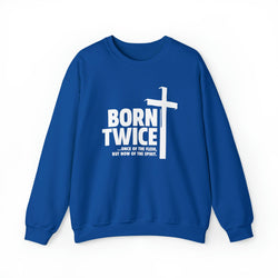 Image of Born Twice Christian Sweatshirt with Cross - Joe Camilo Designs