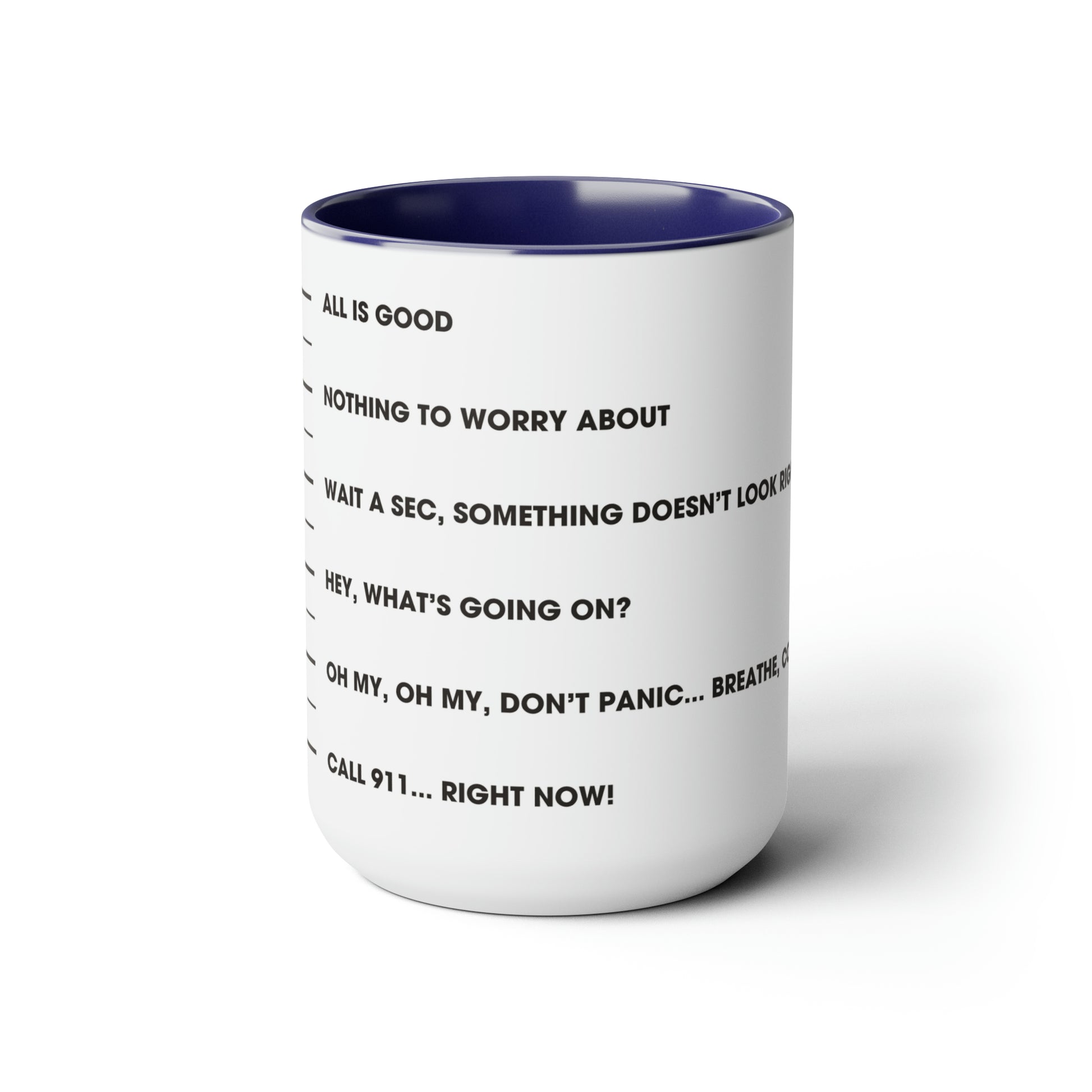 Coffee "Sane-O-Meter" Two-Tone Coffee Mug, 15oz