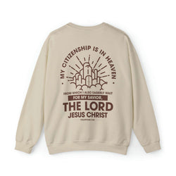 Image of Citizen of Heaven Line Design with Bible Verse Reference Sweatshirt - Joe Camilo Designs