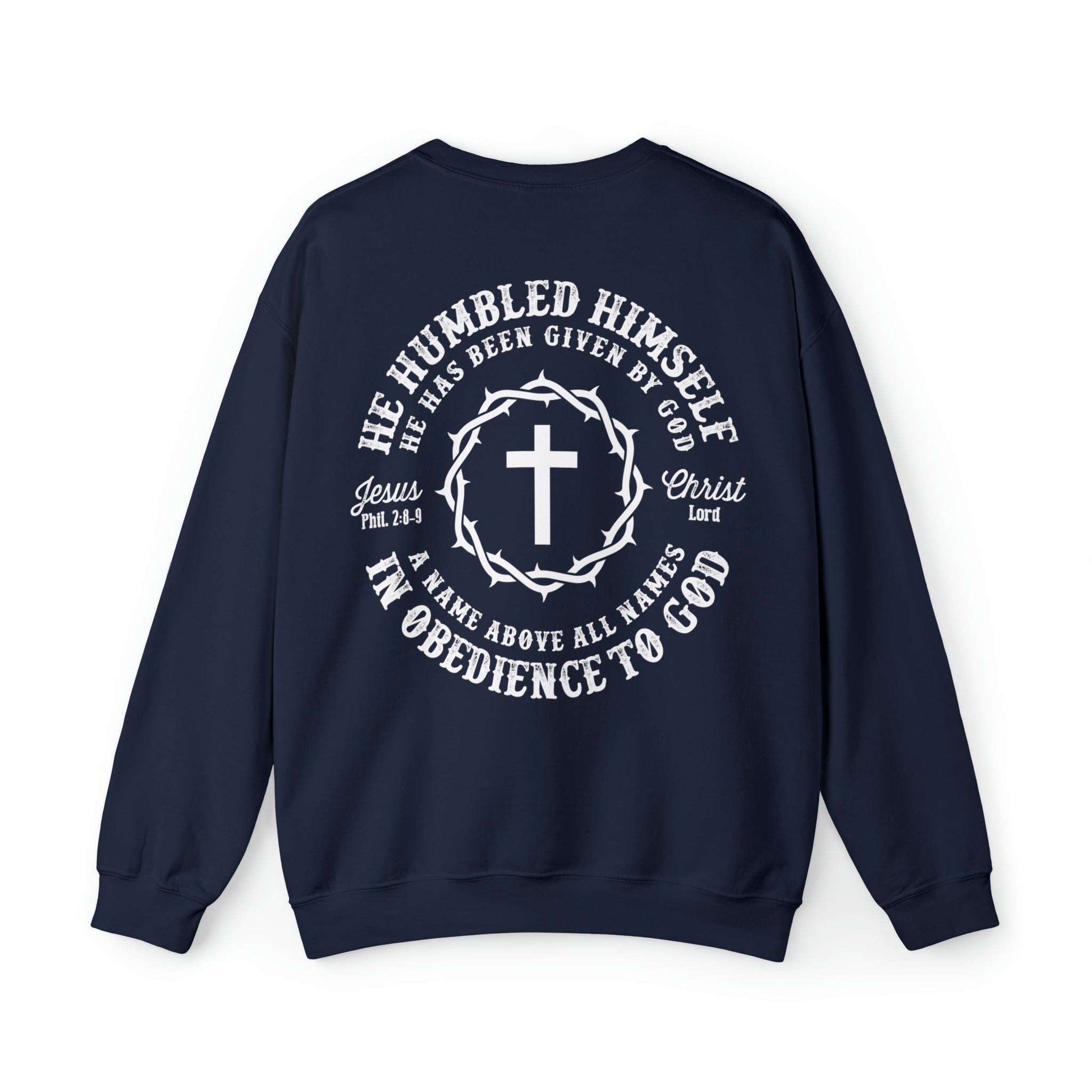 He Humbled Himself Vintage Christian Sweatshirt with Fading Letters - Joe Camilo Designs