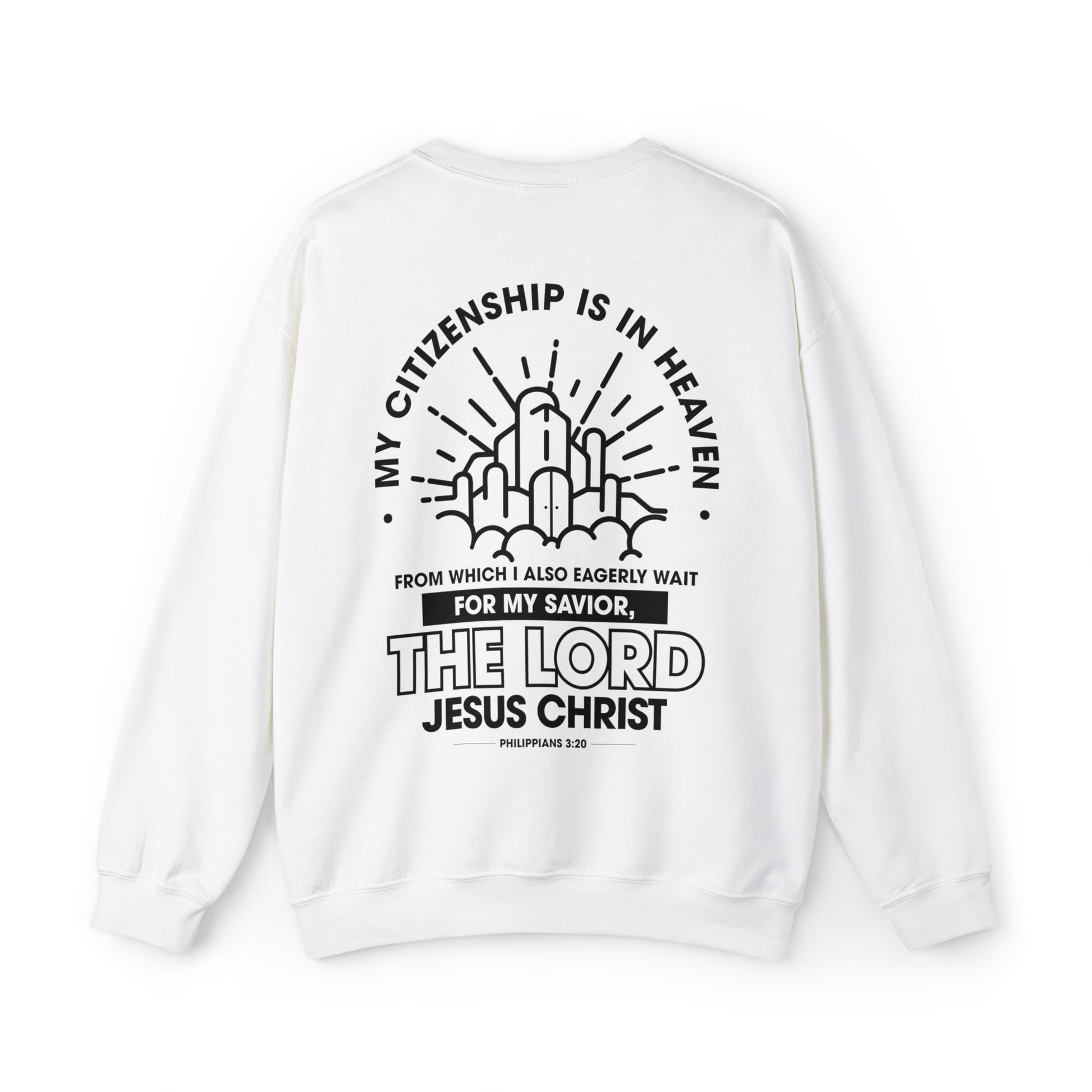 Citizen of Heaven Line Design with Bible Verse Reference Sweatshirt - Joe Camilo Designs