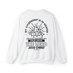 Image of Citizen of Heaven Line Design with Bible Verse Reference Sweatshirt - Joe Camilo Designs