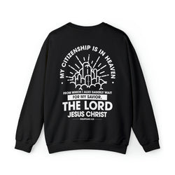 Image of Citizen of Heaven Line Design with Bible Verse Reference Sweatshirt - Joe Camilo Designs