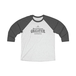 Image of He Must Become Greater Raglan Christian Shirt - Joe Camilo Designs