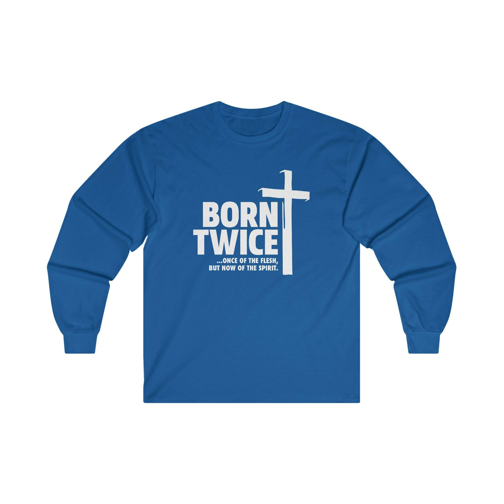 Born Twice Christian Long Sleeve T-Shirt with Cross - Joe Camilo Designs