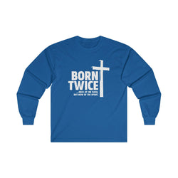 Image of Born Twice Christian Long Sleeve T-Shirt with Cross - Joe Camilo Designs