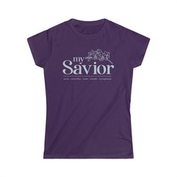 Image of My Savior Christian Women Shirt with Orchid Flower, Saves, Sanctifies, Seals, Shields, Strengthens - Joe Camilo Designs