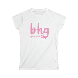 Image of By His Grace Christian Women Shirt with Cursive Font and Flower, BHG - Joe Camilo Designs