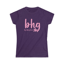 Image of By His Grace Christian Women Shirt with Cursive Font and Flower, BHG - Joe Camilo Designs