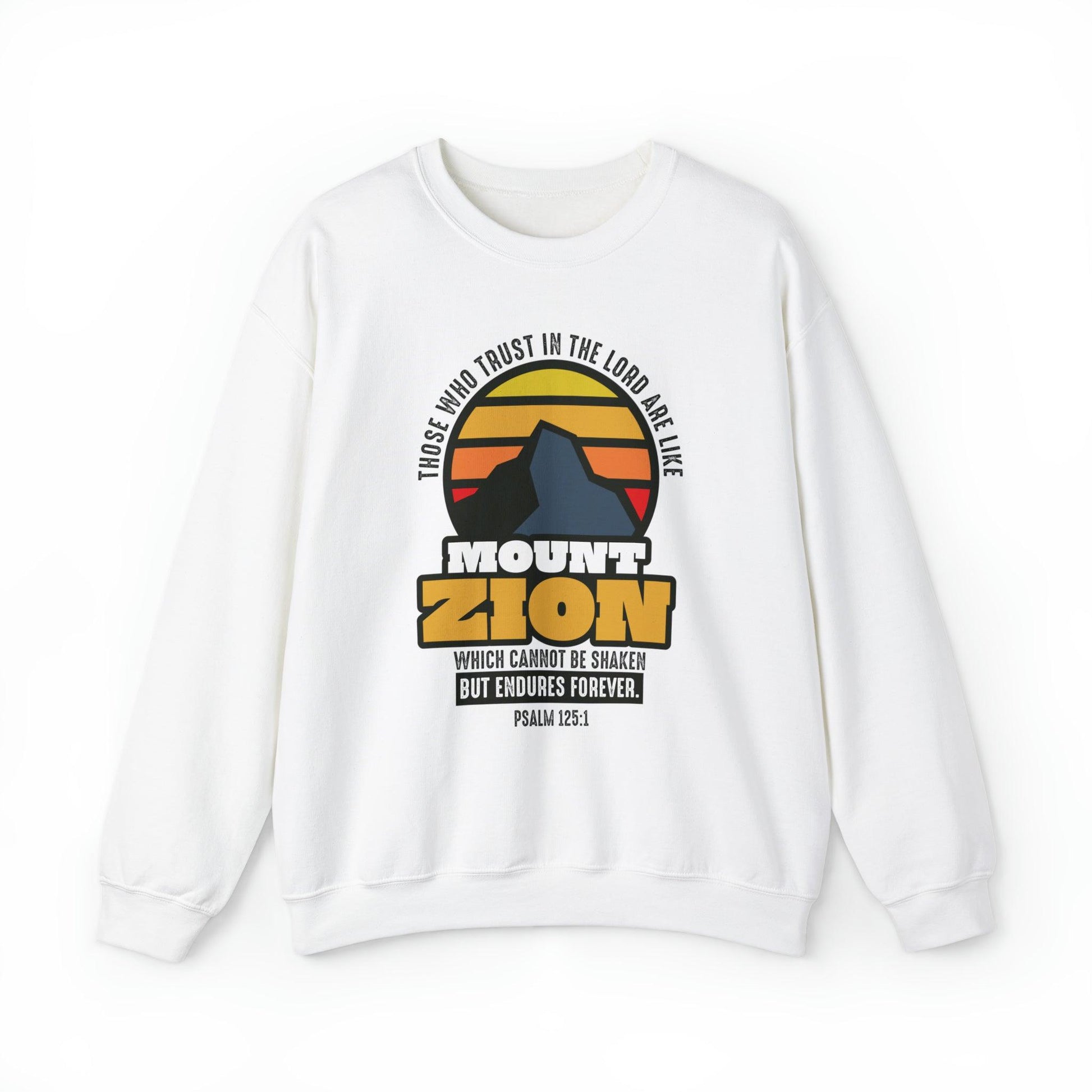 Mount Zion Christian Sweatshirt with Mountain and Sun Gradient - Joe Camilo Designs