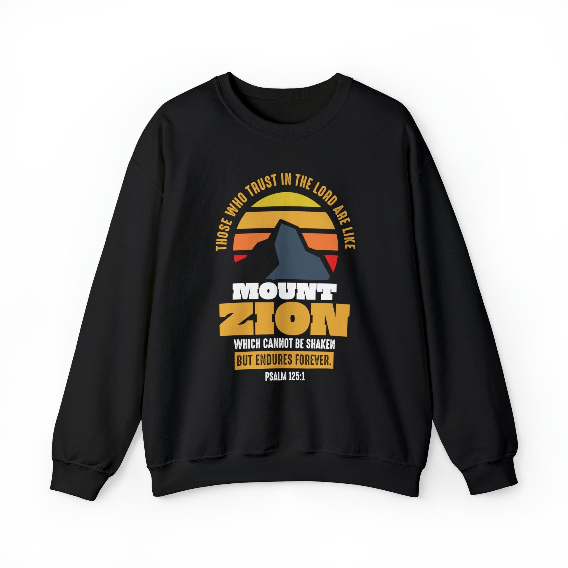 Mount Zion Christian Sweatshirt with Mountain and Sun Gradient - Joe Camilo Designs