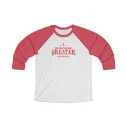 Image of He Must Become Greater Raglan Christian Shirt - Joe Camilo Designs