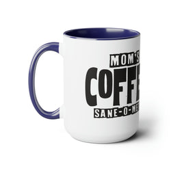 Image of Mom's Coffee Sane-O-Meter, Two-Tone Coffee Mugs, 15oz