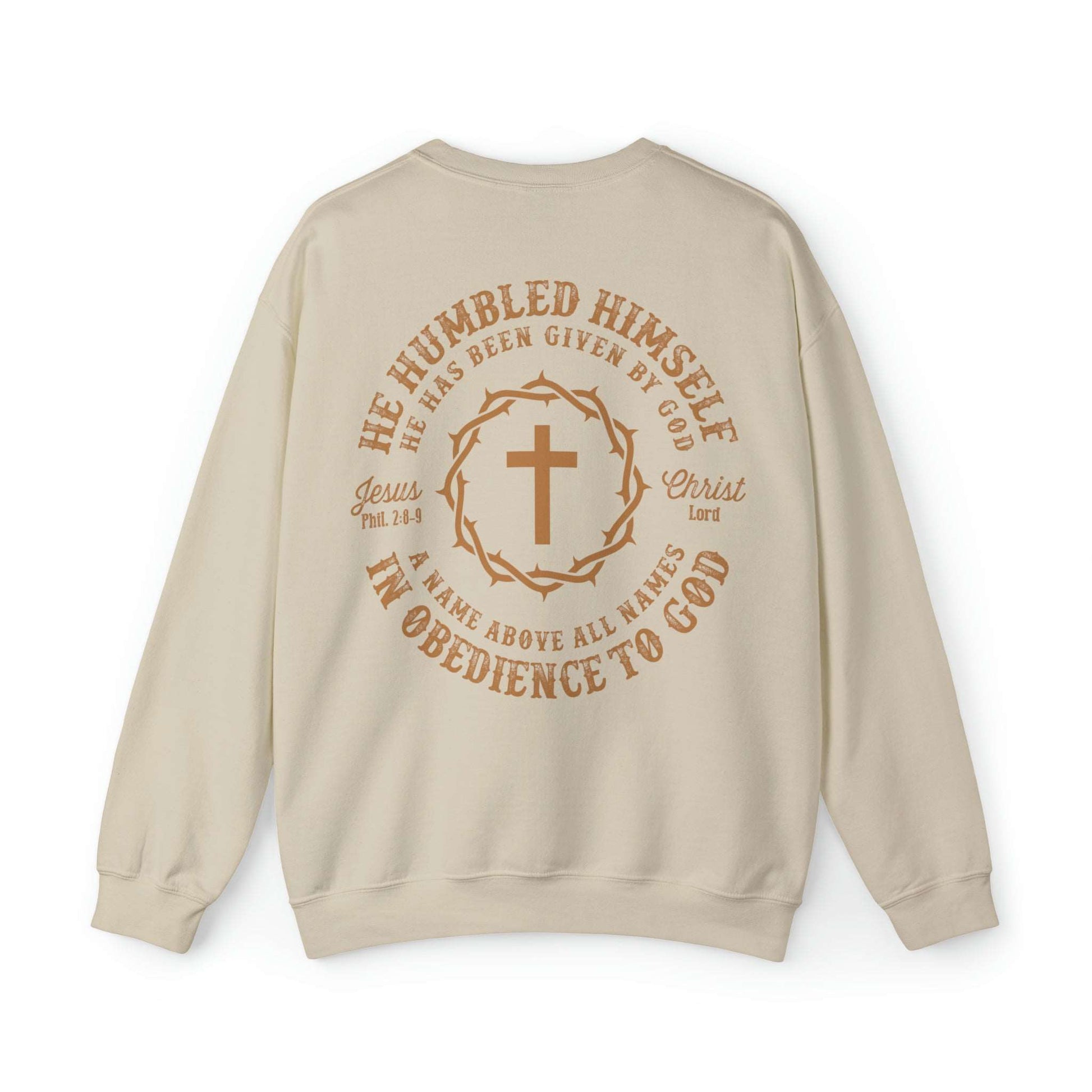 He Humbled Himself Vintage Christian Sweatshirt with Fading Letters - Joe Camilo Designs