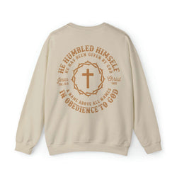 Image of He Humbled Himself Vintage Christian Sweatshirt with Fading Letters - Joe Camilo Designs