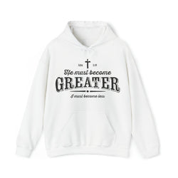 Image of He Must Become Greater Vintage Christian Hoodie - Joe Camilo Designs