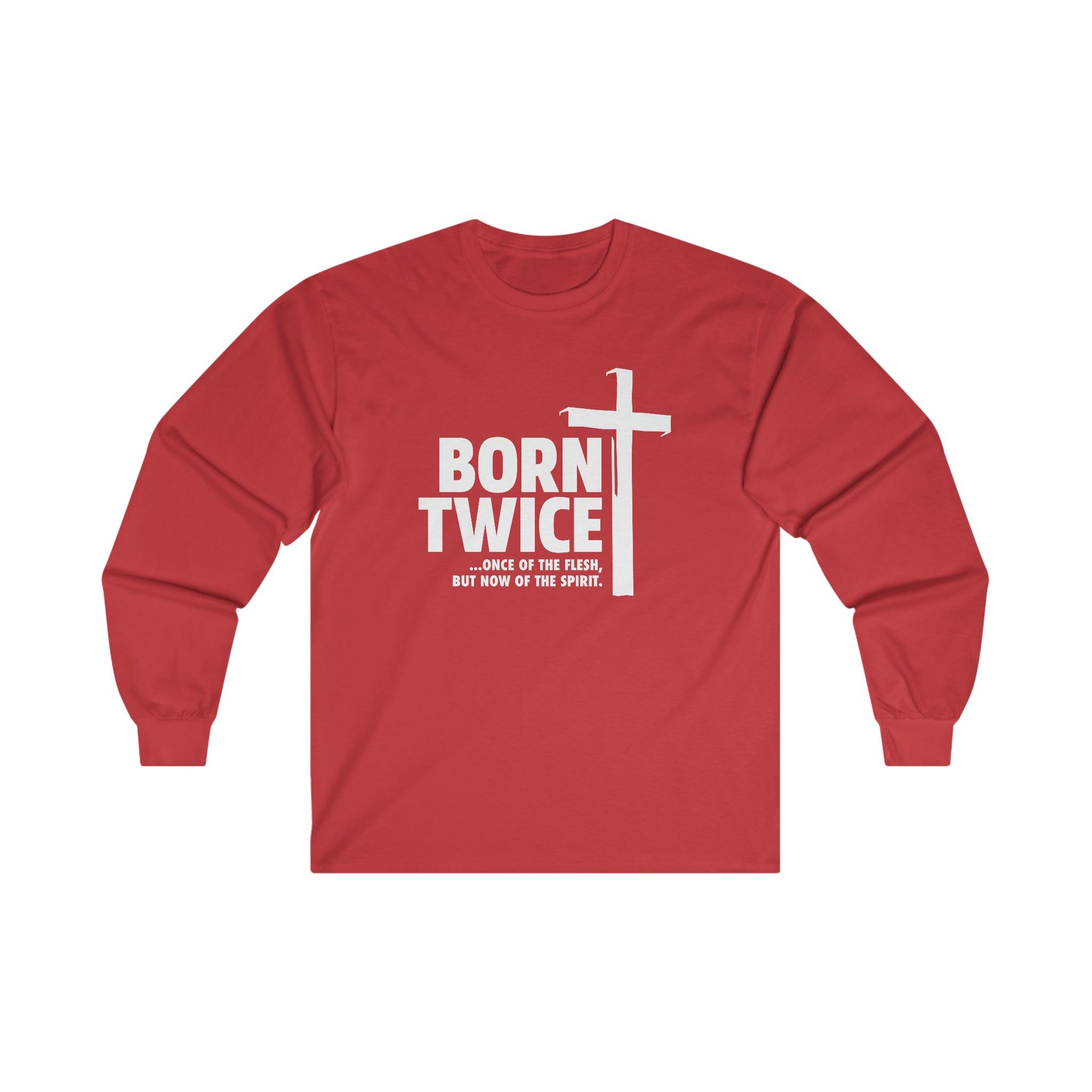 Born Twice Christian Long Sleeve T-Shirt with Cross - Joe Camilo Designs