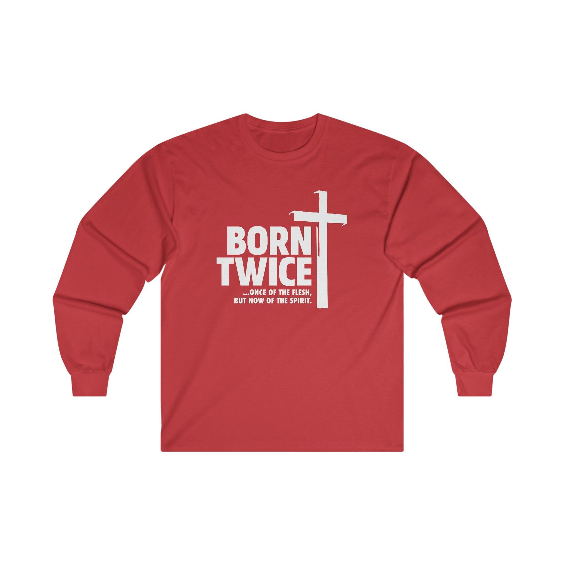 Born Twice Christian Long Sleeve T-Shirt with Cross - Joe Camilo Designs