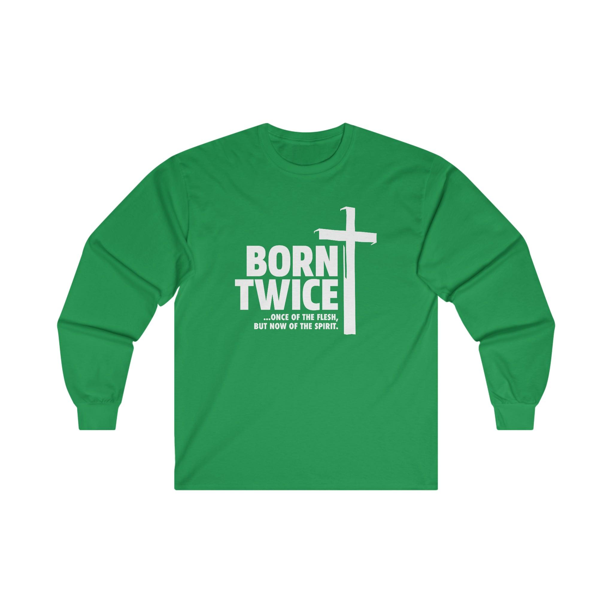 Born Twice Christian Long Sleeve T-Shirt with Cross - Joe Camilo Designs