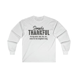 Image of Simply Thankful Thanksgiving Long Sleeve Shirt - Joe Camilo Designs