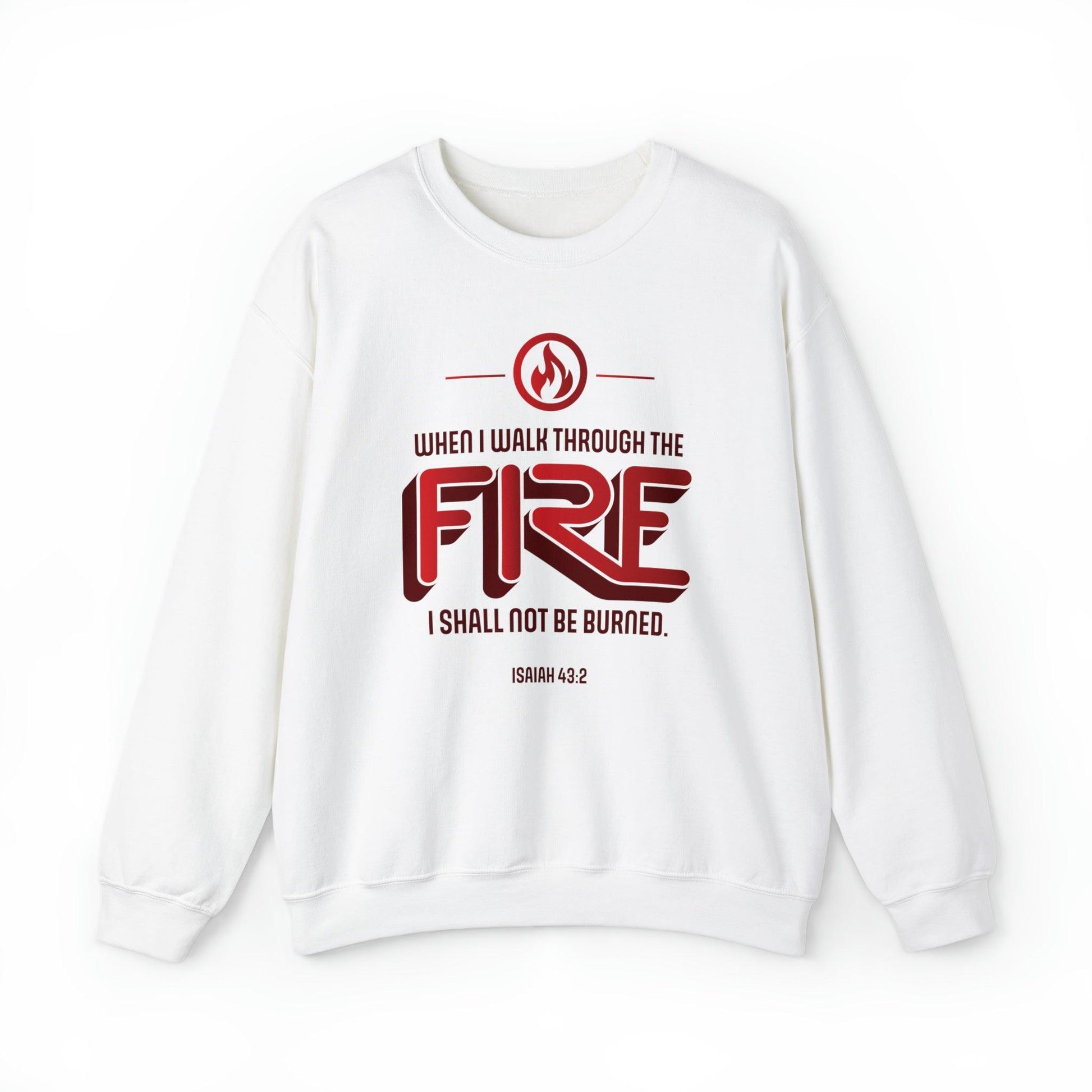 When I Walk Through the Fire Christian Sweatshirt with Fire Icon - Joe Camilo Designs