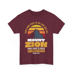 Image of Mount Zion Shirt with Setting Sun and Mountain