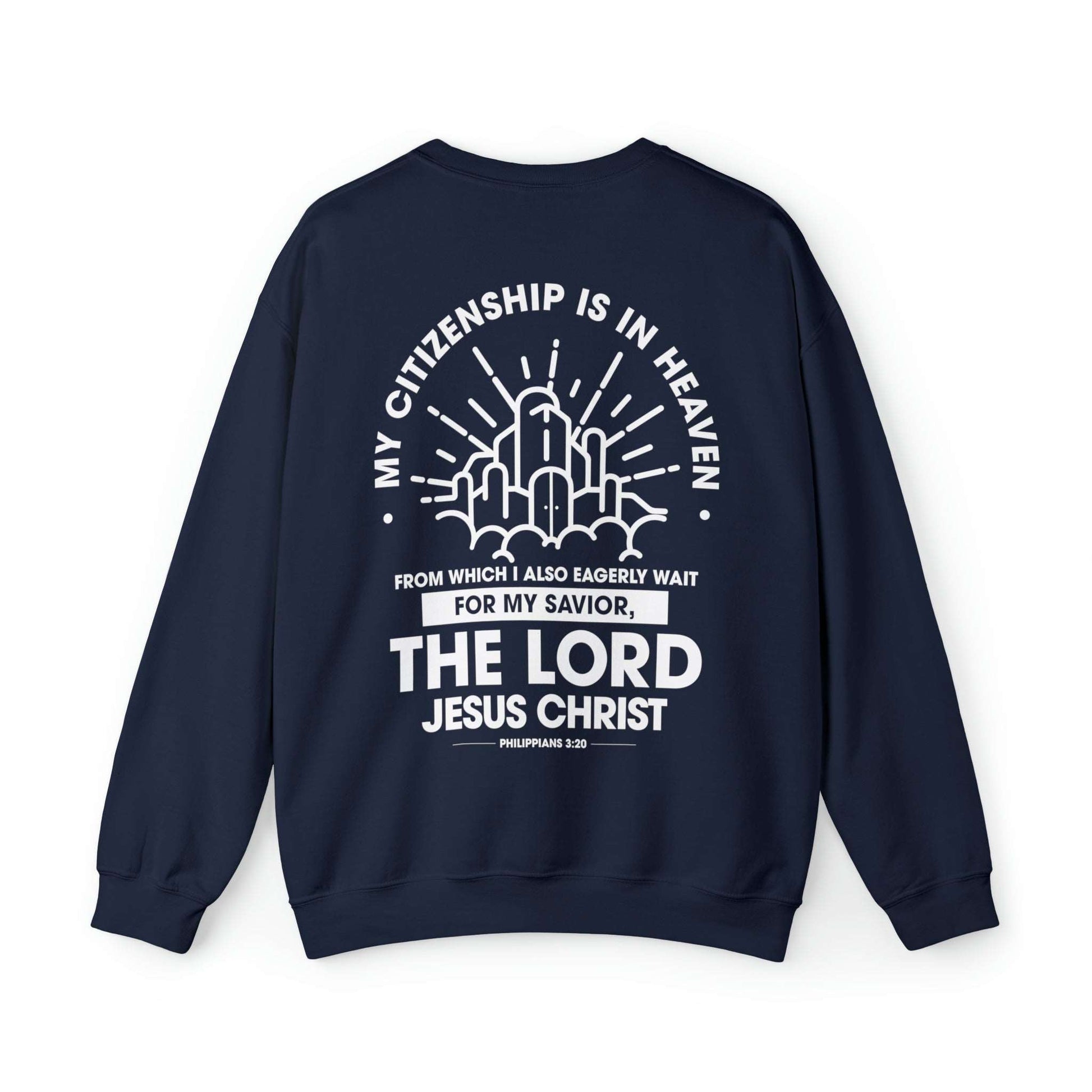 Citizen of Heaven Line Design with Bible Verse Reference Sweatshirt - Joe Camilo Designs