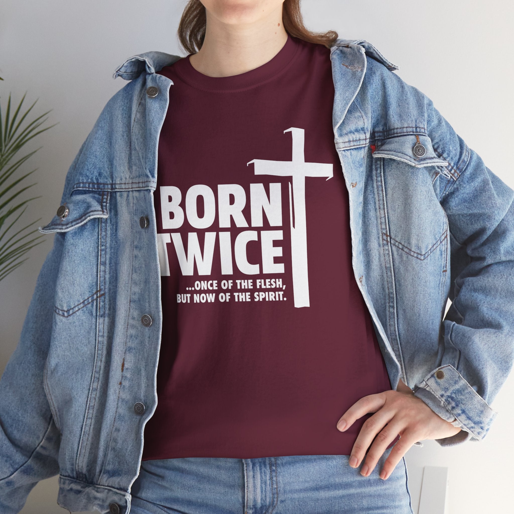 Born Twice Christian T-Shirt with Cross