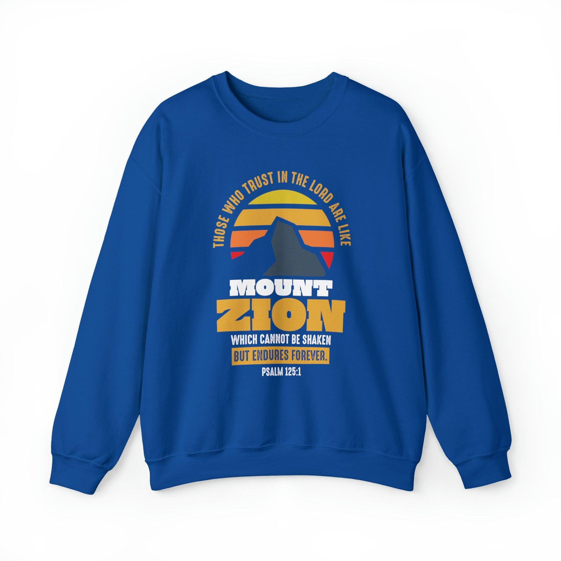 Mount Zion Christian Sweatshirt with Mountain and Sun Gradient - Joe Camilo Designs