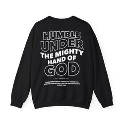 Image of Humble Yourself Under the Mighty Hand of God Wavy Letters Christian Sweatshirt