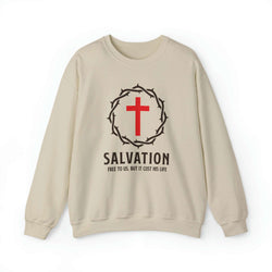 Image of Salvation Christian Sweatshirt with Crown and Cross - Joe Camilo Designs