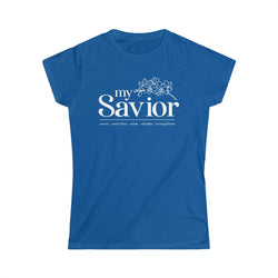 Image of My Savior Christian Women Shirt with Orchid Flower, Saves, Sanctifies, Seals, Shields, Strengthens - Joe Camilo Designs