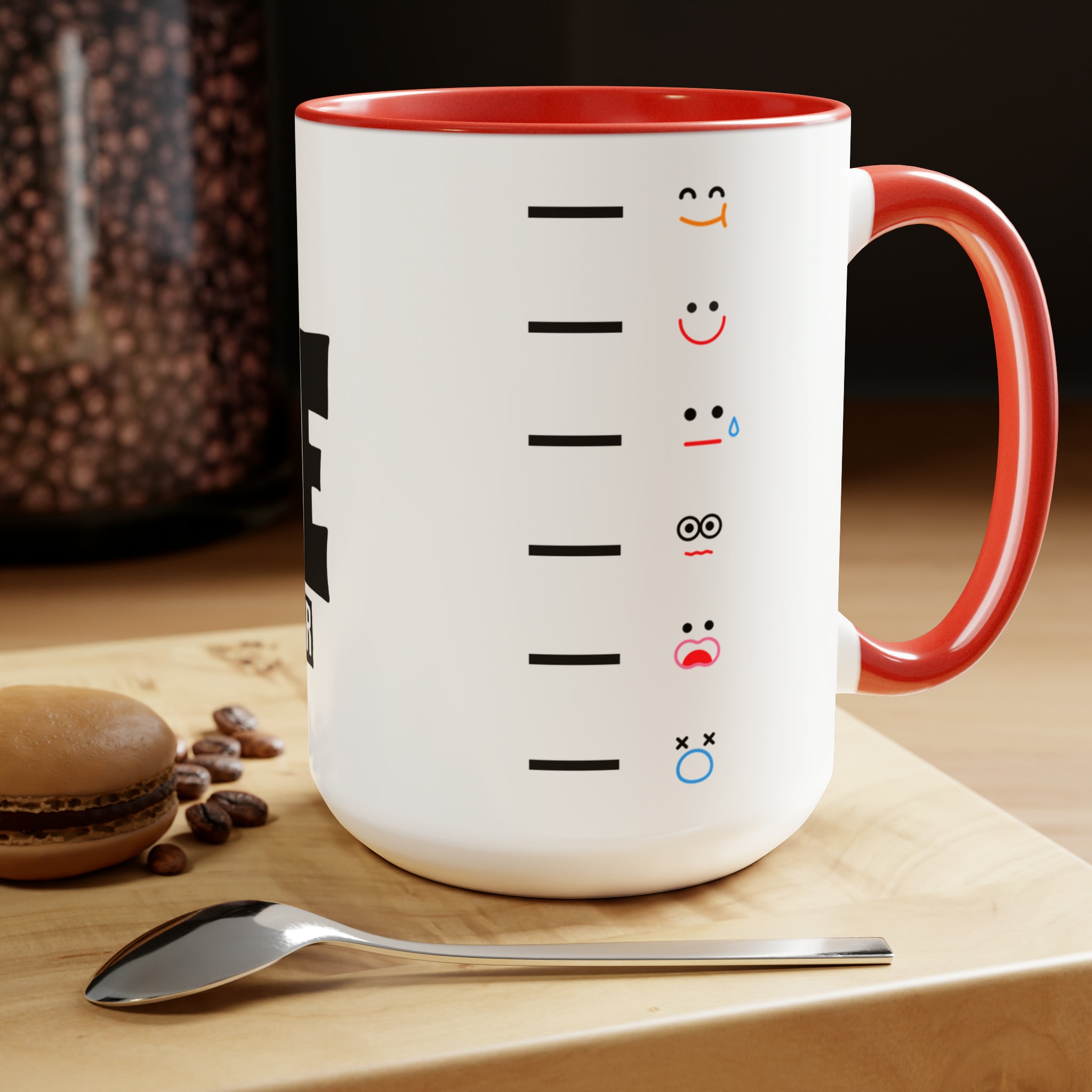 Mom's Coffee Sane-O-Meter, Two-Tone Coffee Mugs, 15oz