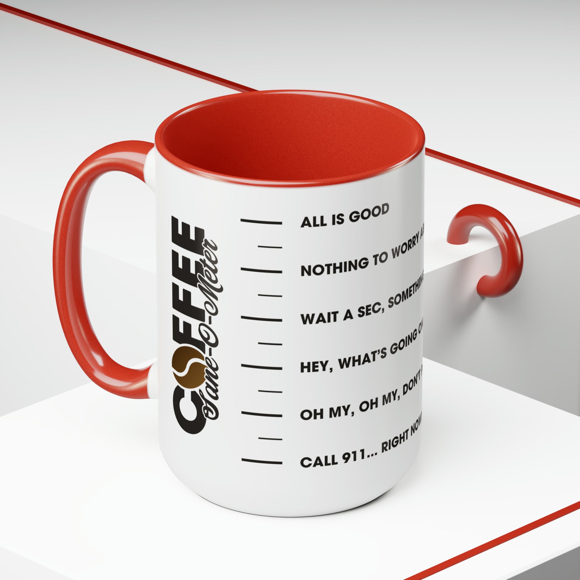 Coffee "Sane-O-Meter" Two-Tone Coffee Mug, 15oz