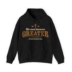 Image of He Must Become Greater Vintage Christian Hoodie - Joe Camilo Designs